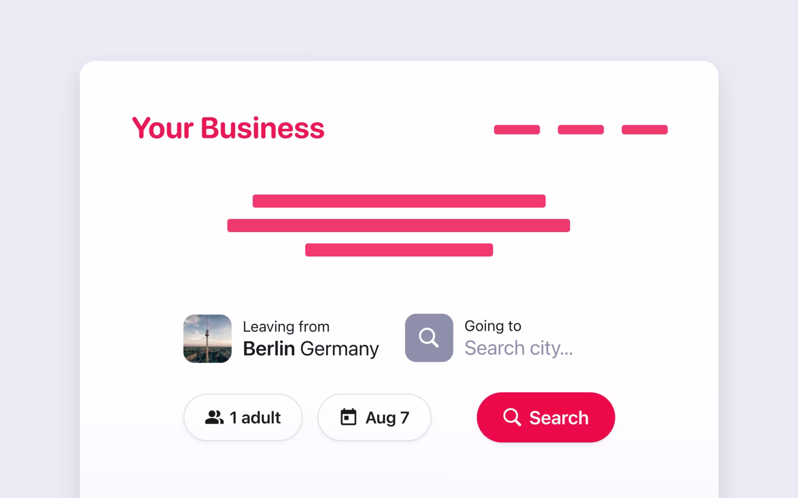 Illustration of a generic website with an All Aboard booking widget